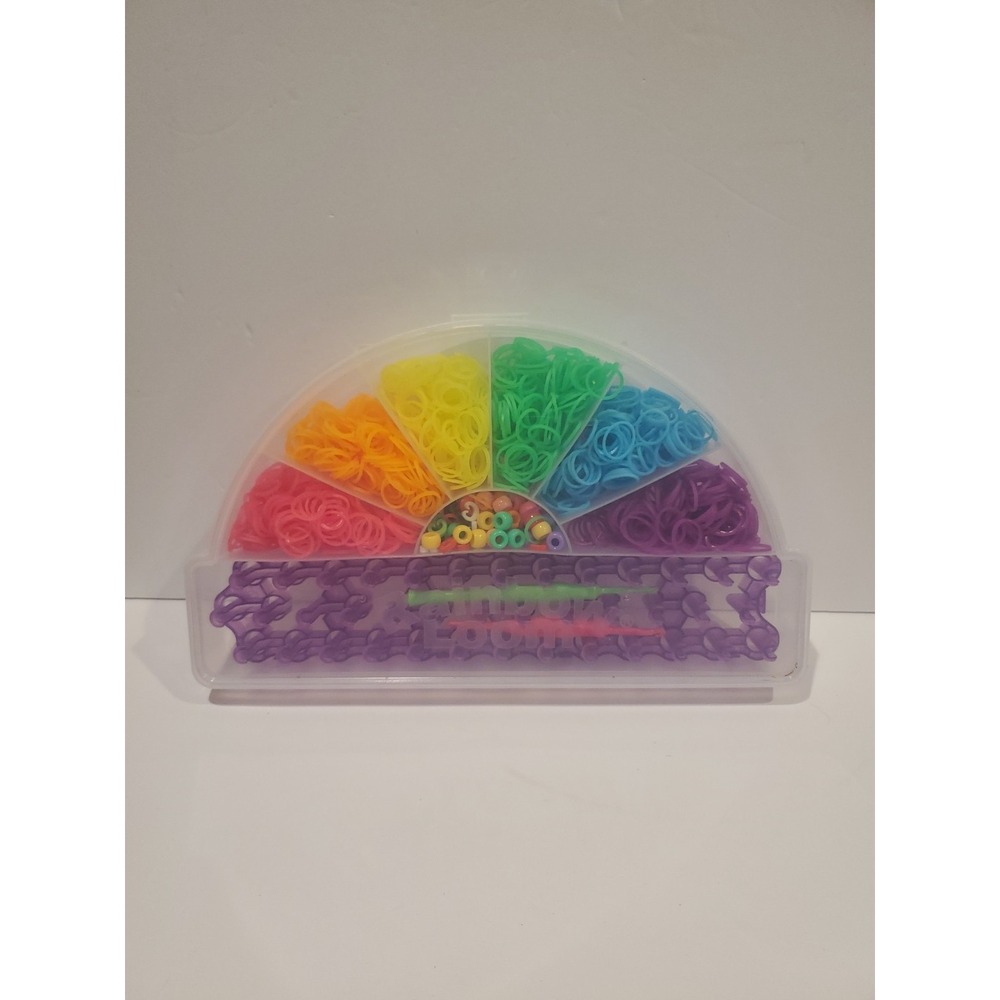 Rainbow Loom Style Rubber Band Bracelet Making Kit W/ Loom, Bands & Tools.